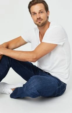 Mavi Denim ZACH STRAIGHT LEG JEANS IN DARK FEATHER BLUE