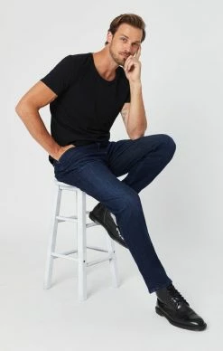 Mavi STEVE ATHLETIC FIT JEANS IN DARK INK SUPERMOVE Denim