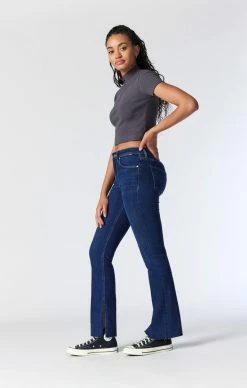 Mavi MARIA SLIT HEM FLARE IN DEEP BRUSHED ORGANIC BLUE