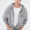 Mavi REGULAR FIT ZIP-UP HOODIE IN GREY MELANGE Tops & T-Shirts