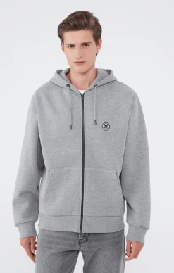 Mavi REGULAR FIT ZIP-UP HOODIE IN GREY MELANGE Tops & T-Shirts