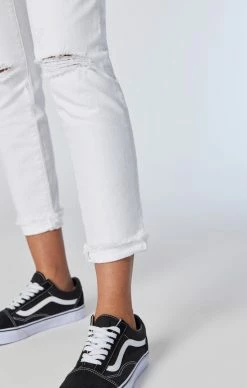 Mavi EDERA OVERALLS IN WHITE RIPPED & FRINGE Denim