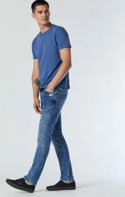 Mavi Denim MARCUS SLIM STRAIGHT LEG JEANS IN MID RIPPED LA VINTAGE