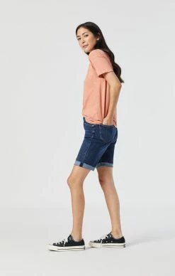 Mavi ALEXIS SHORTS IN DARK FRAYED HEM FEATHER BLUE