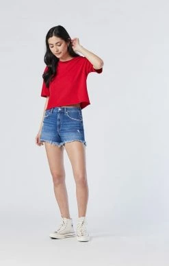 Mavi ROSIE BOYFRIEND SHORT IN MID RIPPED STRETCH Shorts