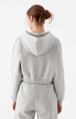 Mavi CROPPED ZIP-UP HOODIE IN GREY MELANGE Tops & T-Shirts