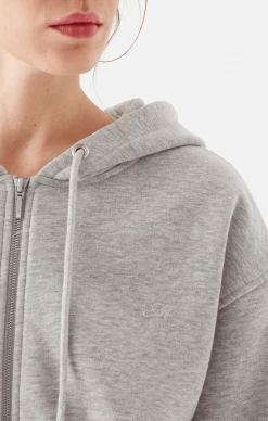 Mavi CROPPED ZIP-UP HOODIE IN GREY MELANGE Tops & T-Shirts