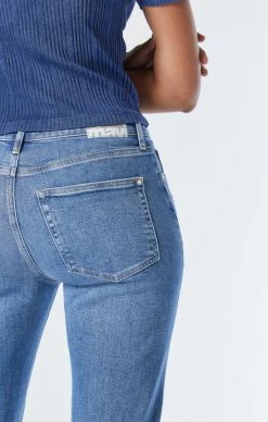 Mavi SOHO GIRLFRIEND JEANS IN MID DISTRESSED RECYCLED BLUE Denim