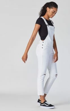 Mavi EDERA OVERALLS IN WHITE RIPPED & FRINGE Denim