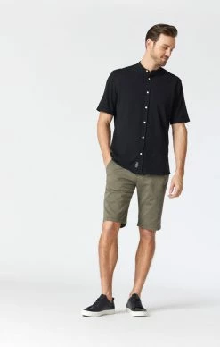 Mavi JACOB SHORTS IN DUSTY OLIVE SATEEN TWILL