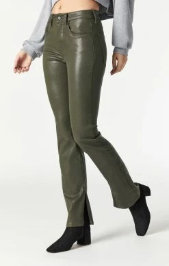 Mavi Pants MARIA SLIT HEM FLARE IN KHAKI JEATHER