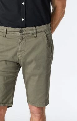 Mavi JACOB SHORTS IN DUSTY OLIVE SATEEN TWILL