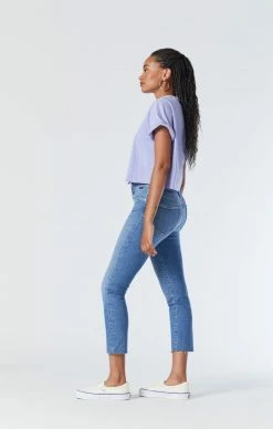 Mavi VIOLA STRAIGHT LEG JEANS IN MID BRUSHED RECYCLED BLUE