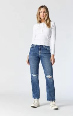 Mavi BARCELONA WIDE LEG IN MID RIPPED RECYCLE BLUE Denim