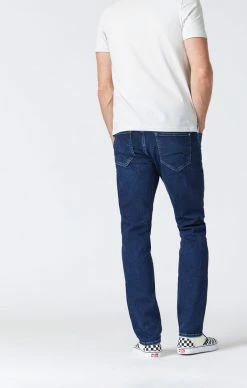 Mavi Denim JAKE SLIM STRAIGHT LEG JEANS IN DEEP DISTRESSED ORGANIC MOVE