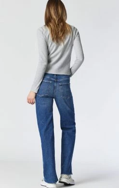 Mavi VICTORIA WIDE LEG JEANS IN DARK BRUSHED RECYCLE BLUE