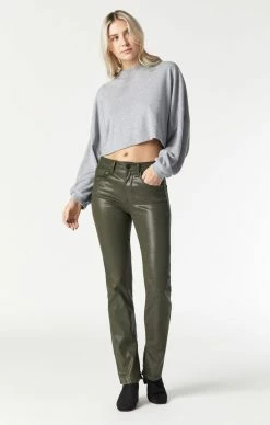 Mavi Pants MARIA SLIT HEM FLARE IN KHAKI JEATHER
