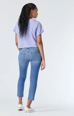Mavi VIOLA STRAIGHT LEG JEANS IN MID BRUSHED RECYCLED BLUE