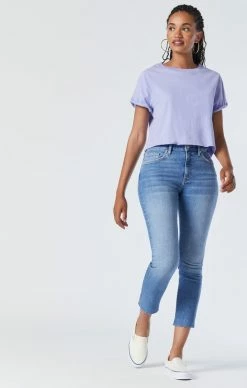 Mavi VIOLA STRAIGHT LEG JEANS IN MID BRUSHED RECYCLED BLUE