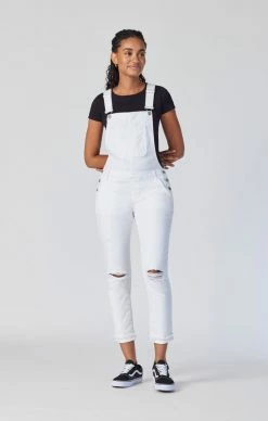 Mavi EDERA OVERALLS IN WHITE RIPPED & FRINGE Denim