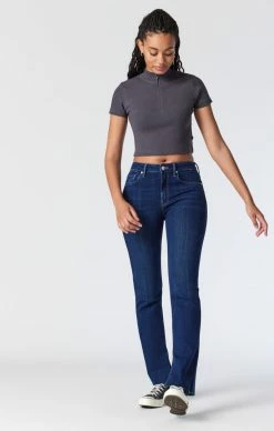 Mavi MARIA SLIT HEM FLARE IN DEEP BRUSHED ORGANIC BLUE