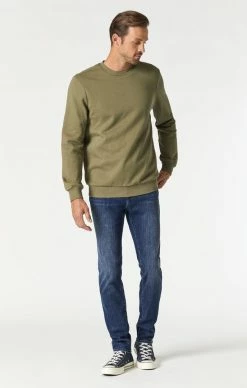 Mavi JAKE SLIM STRAIGHT LEG JEANS IN DARK BRUSHED SUPERMOVE Denim