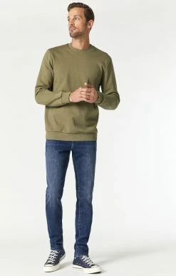 Mavi JAKE SLIM STRAIGHT LEG JEANS IN DARK BRUSHED SUPERMOVE Denim