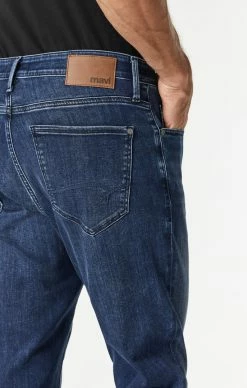 Mavi JAKE SLIM STRAIGHT LEG JEANS IN DARK BRUSHED SUPERMOVE Denim