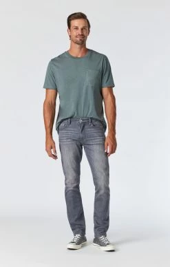 Mavi JAKE SLIM LEG IN MID GREY BRUSHED FEATHER BLUE Denim