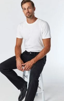 Mavi ZACH STRAIGHT LEG IN BLACK BRUSHED FEATHER BLUE Denim