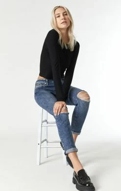 Mavi ADA BOYFRIEND JEANS IN MID RIPPED RECYCLE BLUE Denim