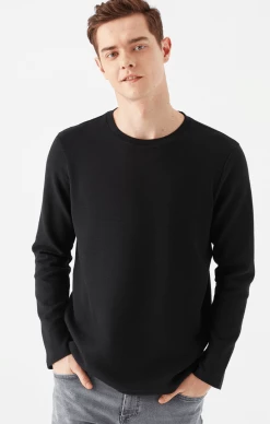Mavi MEN'S LONG SLEEVE T-SHIRT IN BLACK Tops & T-Shirts