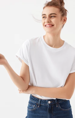 Mavi Tops & T-Shirts WOMEN'S BASIC CROP T-SHIRT IN WHITE