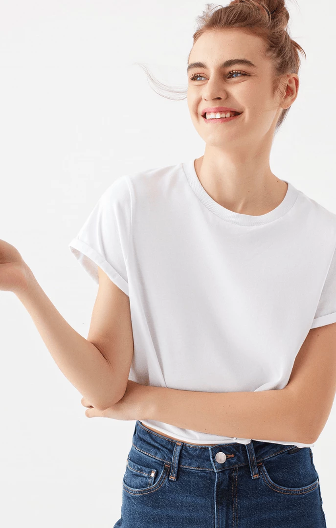 Wholesale ⭐ Mavi Tops & T-Shirts 👩 WOMEN'S BASIC CROP T-SHIRT IN WHITE 😍 1 Mavi Tops & T-Shirts WOMEN'S BASIC CROP T-SHIRT IN WHITE