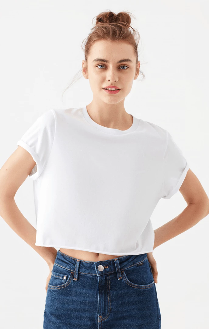 Wholesale ⭐ Mavi Tops & T-Shirts 👩 WOMEN'S BASIC CROP T-SHIRT IN WHITE 😍 4 Mavi Tops & T-Shirts WOMEN'S BASIC CROP T-SHIRT IN WHITE