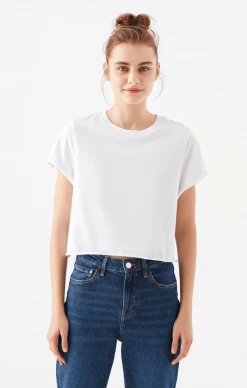 Wholesale ⭐ Mavi Tops & T-Shirts 👩 WOMEN'S BASIC CROP T-SHIRT IN WHITE 😍 10 Mavi Tops & T-Shirts WOMEN'S BASIC CROP T-SHIRT IN WHITE