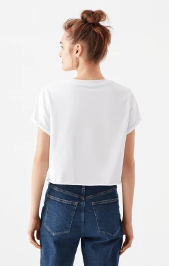 Mavi Tops & T-Shirts WOMEN'S BASIC CROP T-SHIRT IN WHITE