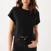 Mavi SHORT SLEEVE CROP T-SHIRT IN BLACK