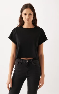 Wholesale 🔥 Mavi SHORT SLEEVE CROP T-SHIRT IN BLACK 🧨 10 Mavi SHORT SLEEVE CROP T-SHIRT IN BLACK