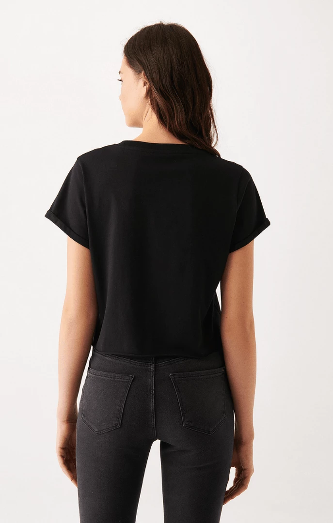 Wholesale 🔥 Mavi SHORT SLEEVE CROP T-SHIRT IN BLACK 🧨 2 Mavi SHORT SLEEVE CROP T-SHIRT IN BLACK