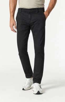 Mavi JOHNNY SLIM CHINO IN BLACK SATEEN TWILL