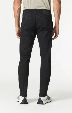 Mavi JOHNNY SLIM CHINO IN BLACK SATEEN TWILL