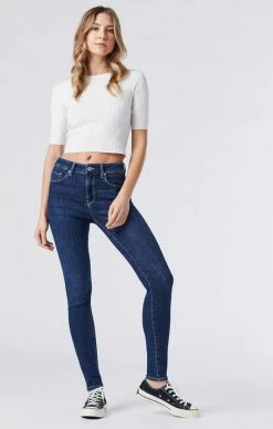 Mavi ALISSA SKINNY IN DARK BRUSHED FEATHER BLUE Denim