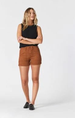 Mavi SHEENA STRAIGHT SHORTS IN ROASTED PECAN TWILL