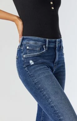 Mavi Denim ANIKA CROP FLARE JEANS IN DARK RIPPED LA VINTAGE
