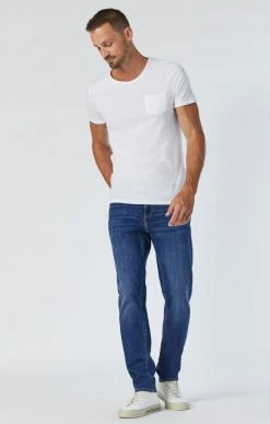 Mavi STEVE ATHLETIC JEANS IN DARK BRUSHED WILLIAMSBURG Denim