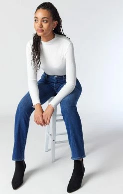 Mavi KENDRA STRAIGHT LEG JEANS IN DARK BRUSHED FEATHER BLUE