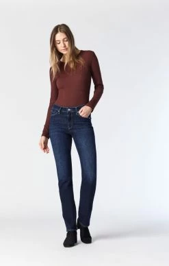 Mavi Denim KENDRA STRAIGHT LEG IN DEEP BRUSHED FEATHER BLUE