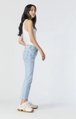Mavi VIOLA STRAIGHT LEG JEANS IN LIGHT RIPPED RECYCLED BLUE Denim