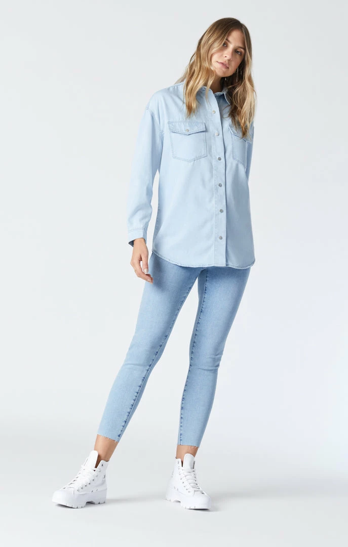 Hot Sale π Mavi LIVIA OVERSIZED DENIM π SHIRT IN ICE BLUE SOFT DENIM π 1 Mavi LIVIA OVERSIZED DENIM SHIRT IN ICE BLUE SOFT DENIM